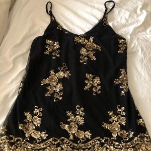 Gold & black detailed top